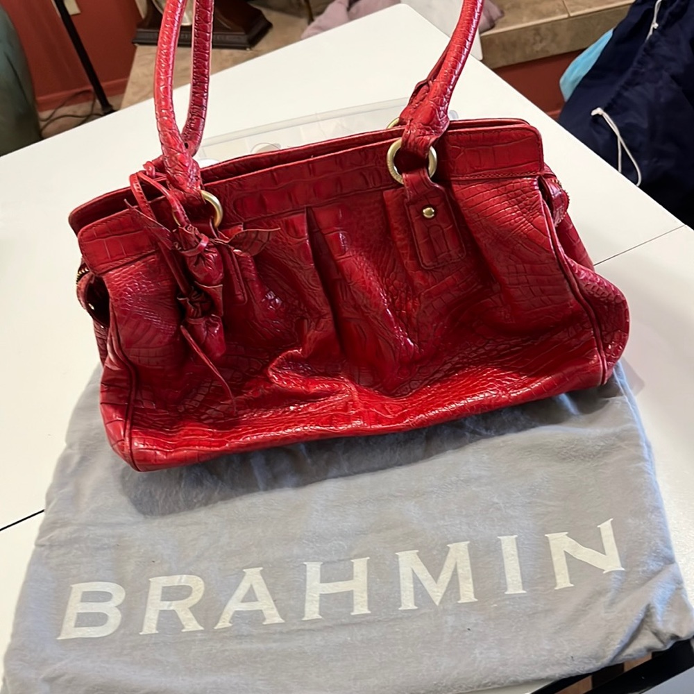 Brahmin Red Croc Hobo Bag